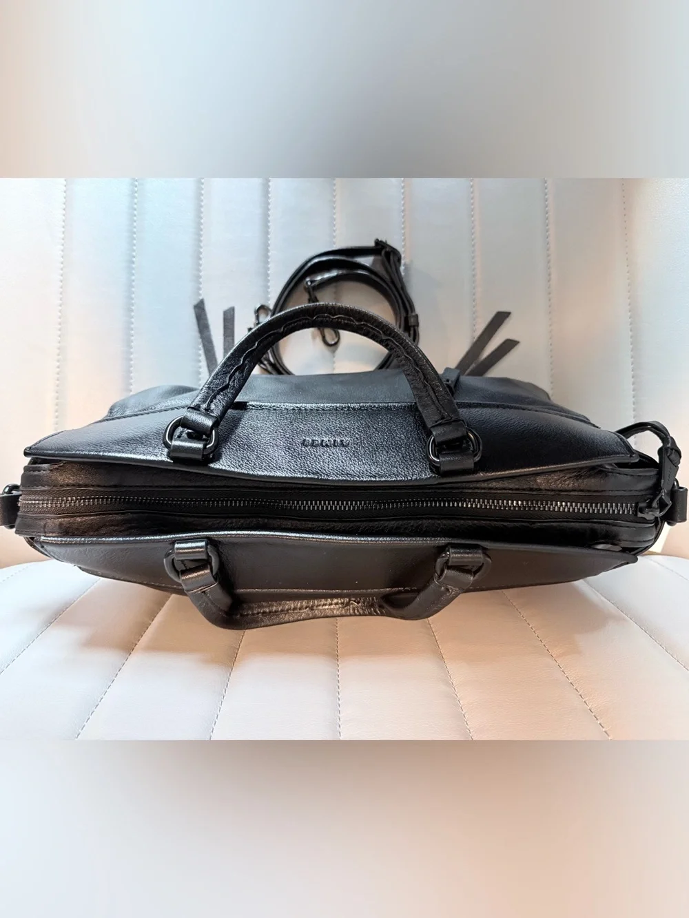 Aimee Kestenberg 3 Way Black Leather Satchel Crossbody & Shoulder Bag